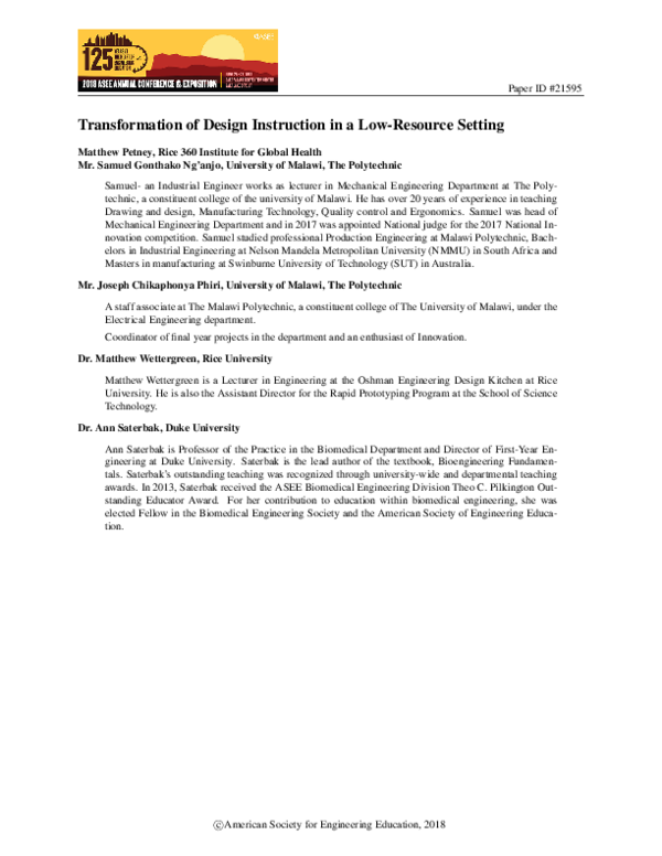 (PDF) Transformation of Design Instruction in a Low-Resource Setting