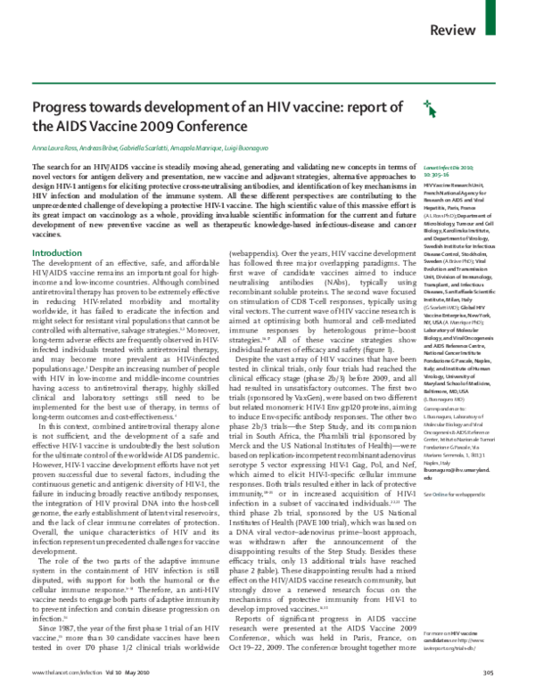 (PDF) Progress towards development of an HIV vaccine: report of the ...