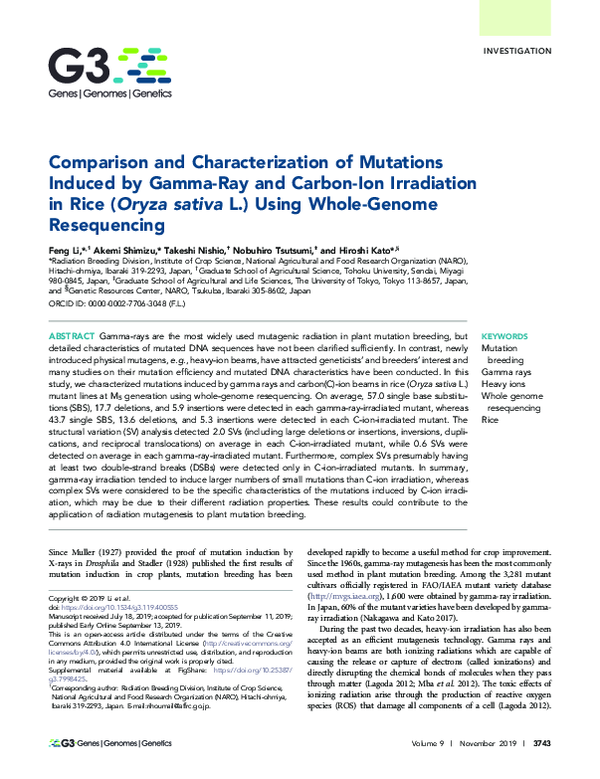 (PDF) Comparison and Characterization of Mutations Induced by Gamma-Ray ...