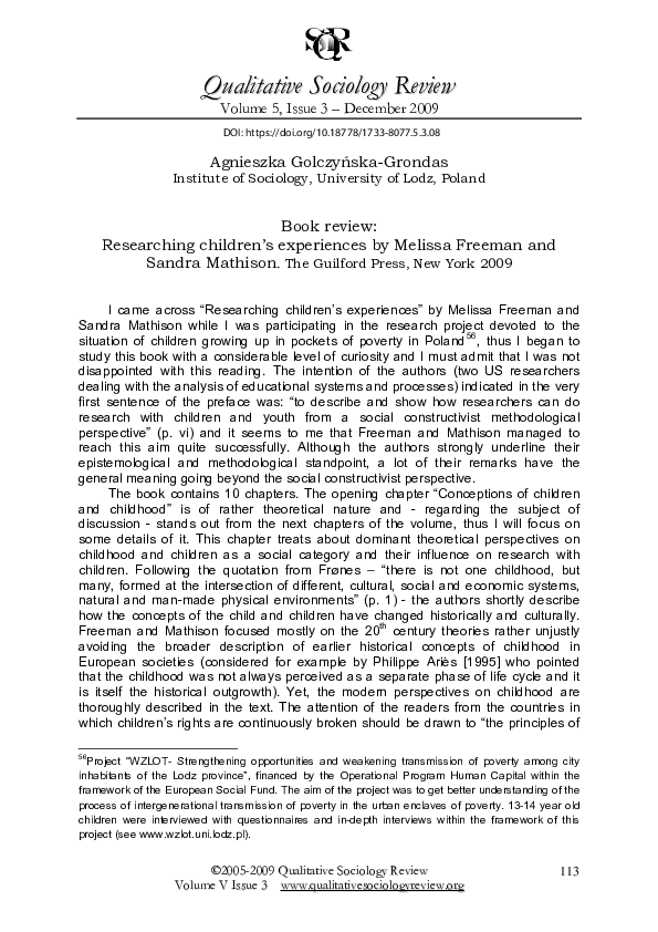 (PDF) Book review: “Researching children’s experiences” by Melissa ...