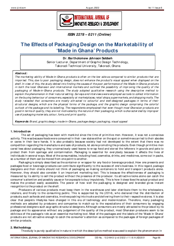 (PDF) The Effects of Packaging Design on the Marketability of ‘Made in ...