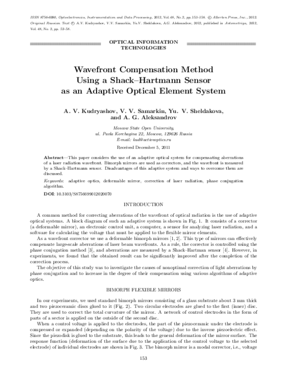 (PDF) Wavefront compensation method using a Shack-Hartmann sensor as an ...