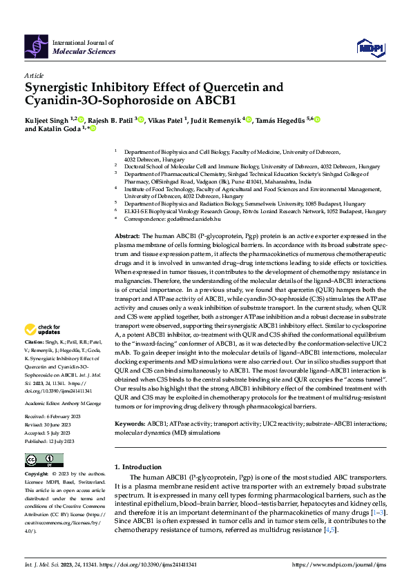 (PDF) Synergistic Inhibitory Effect of Quercetin and Cyanidin-3O ...