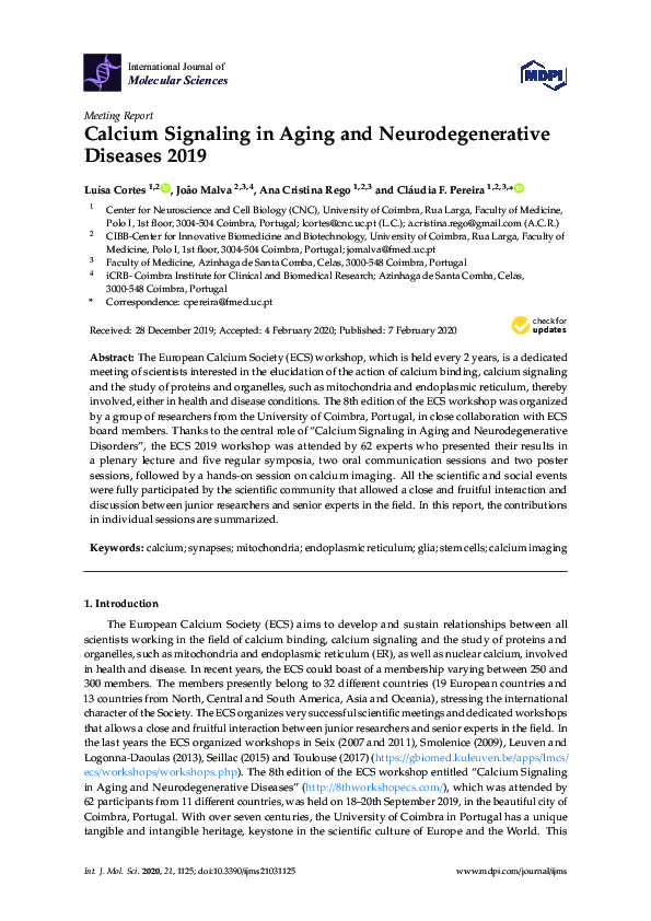 (PDF) Calcium Signaling in Aging and Neurodegenerative Diseases 2019