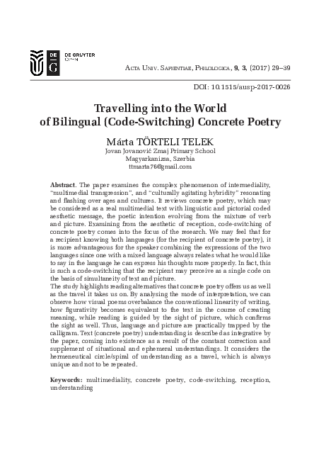 (PDF) Travelling into the World of Bilingual (Code-Switching) Concrete ...
