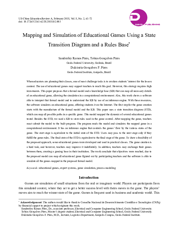 (PDF) Mapping and Simulation of Educational Games Using a State ...