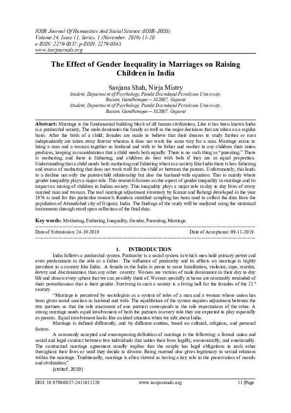 (DOC) The Effect of Gender Inequality in Marriages on Raising Children ...