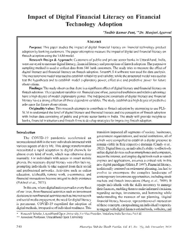(PDF) Digital financial literacy and fintech adoption