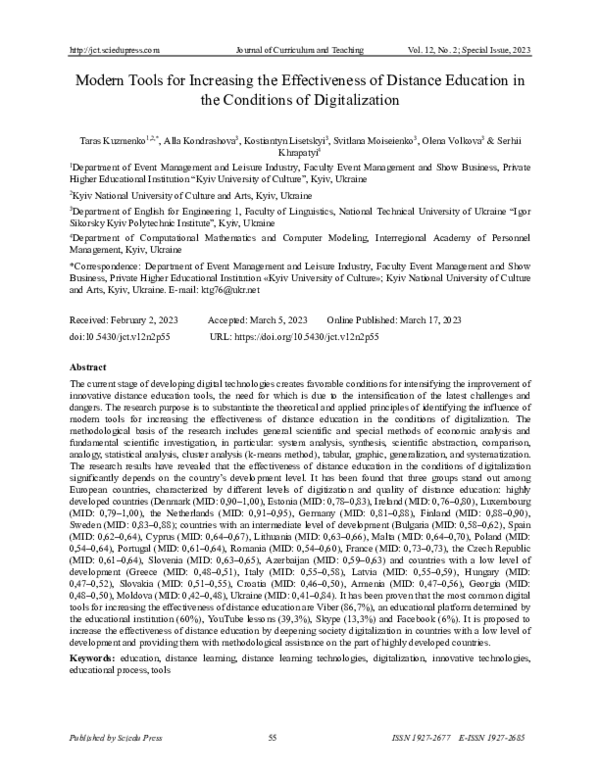 (PDF) Modern Tools for Increasing the Effectiveness of Distance ...