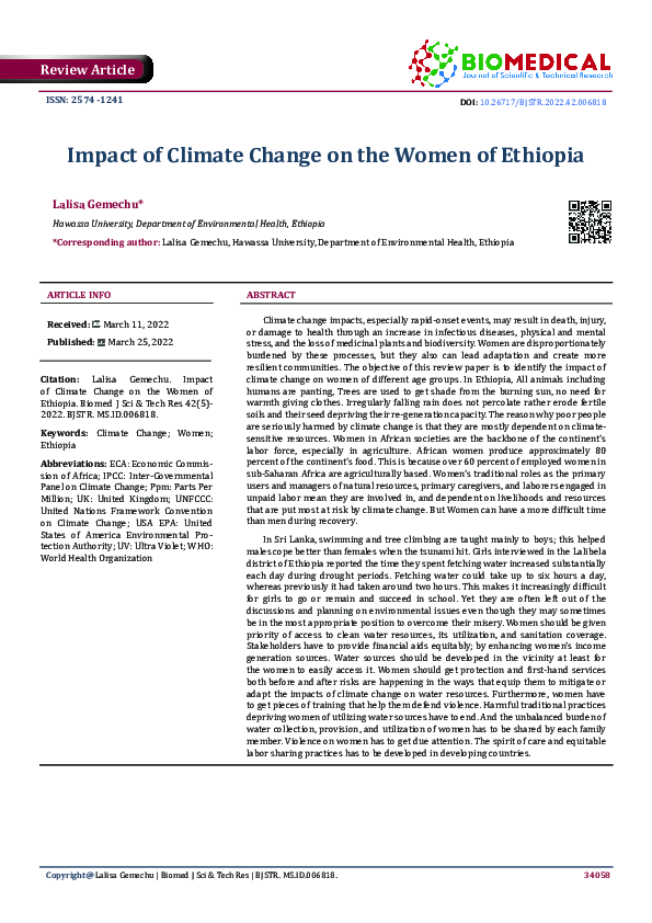 (PDF) Impact of Climate Change on the Women of Ethiopia