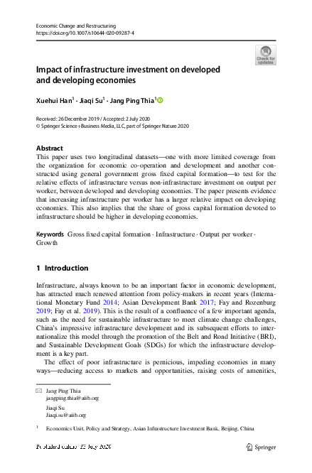 (PDF) Impact of infrastructure investment on developed and developing ...