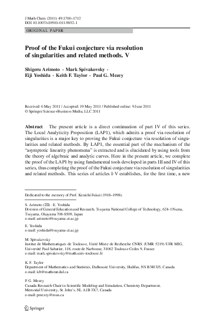(PDF) Proof of the Fukui conjecture via resolution of singularities and ...