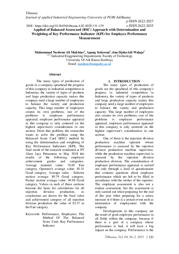 (PDF) Applied of Balanced Scorecard (BSC) Approach with Determination ...