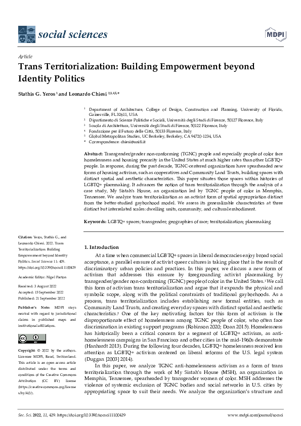 Trans Territorialization: Building Empowerment beyond Identity Politics