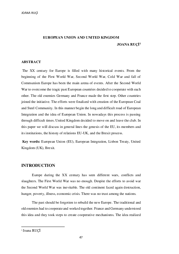 (PDF) EUROPEAN UNION AND UNITED KINGDOM