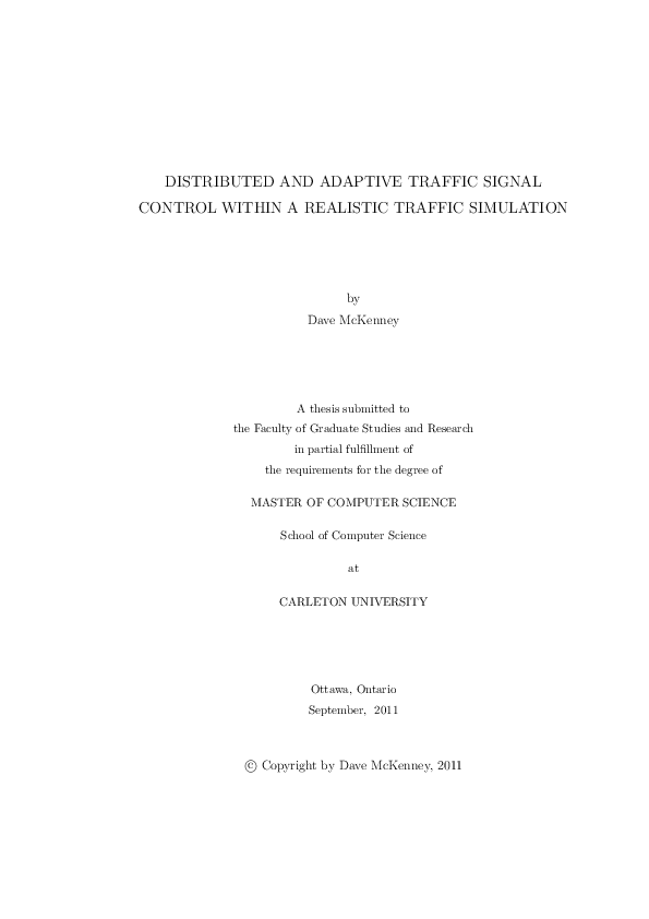 (PDF) Distributed and adaptive traffic signal control within a ...