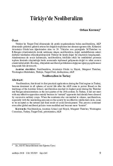 (PDF) Neoliberalism in Turkey