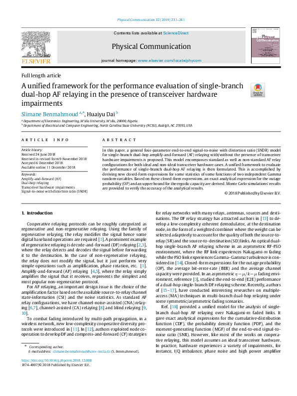 (PDF) A Unified Framework for Performance Evaluation of Multi-Hop Ad ...