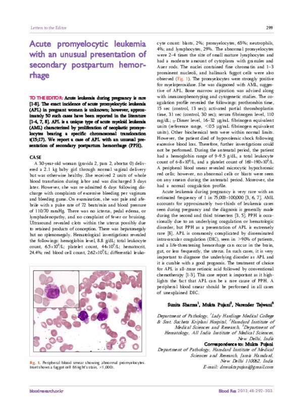 (PDF) Acute promyelocytic leukemia with an unusual presentation of ...