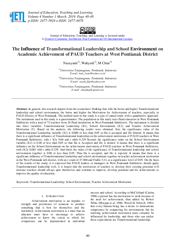 (PDF) The influence of transformational leadership and organizational ...