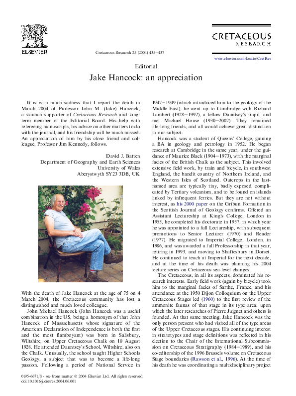 (PDF) Jake Hancock: an appreciation
