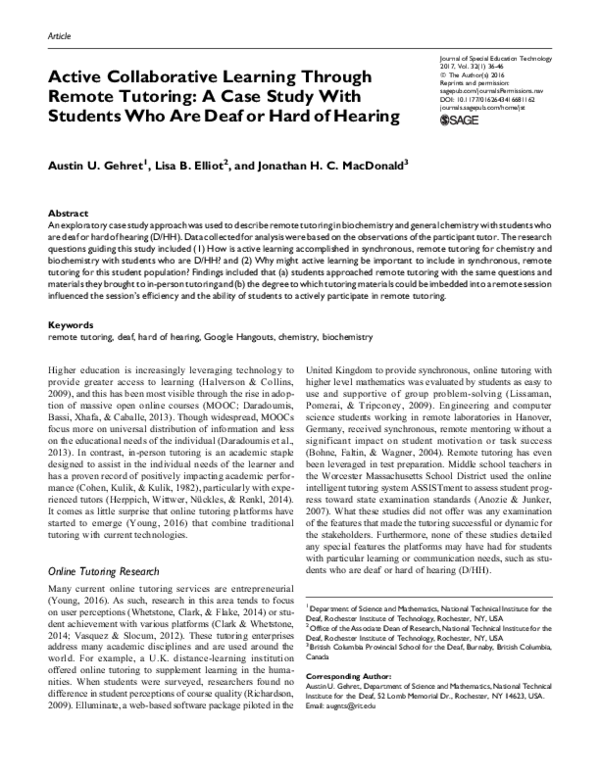 (PDF) Active Collaborative Learning Through Remote Tutoring