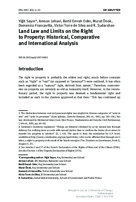 (PDF) Land Law and Limits on the Right to Property: Historical ...