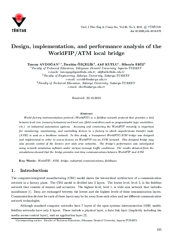 (PDF) Design, implementation and performance analysis of the CAN/ATM ...