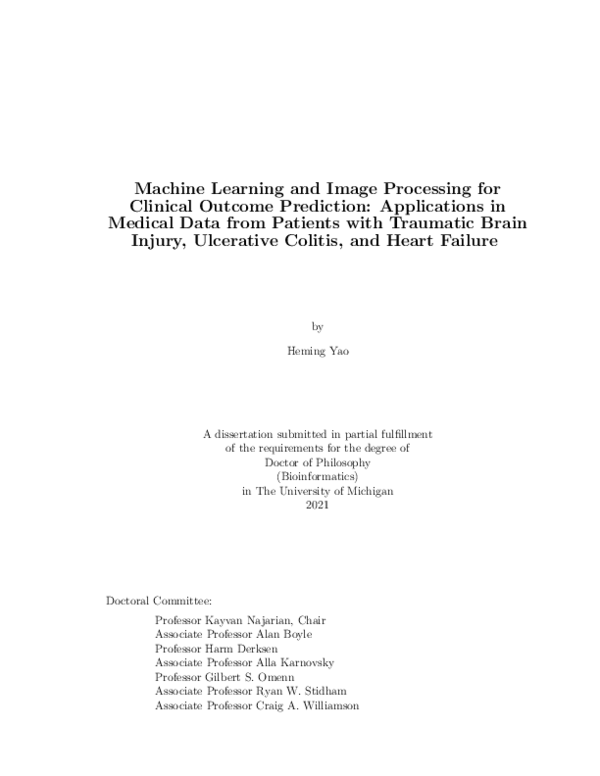 (PDF) Machine Learning and Image Processing for Clinical Outcome ...