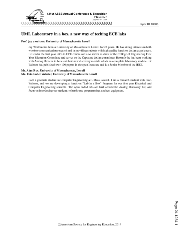 (PDF) UML Laboratory in a Box, a New Way of Teaching ECE Labs