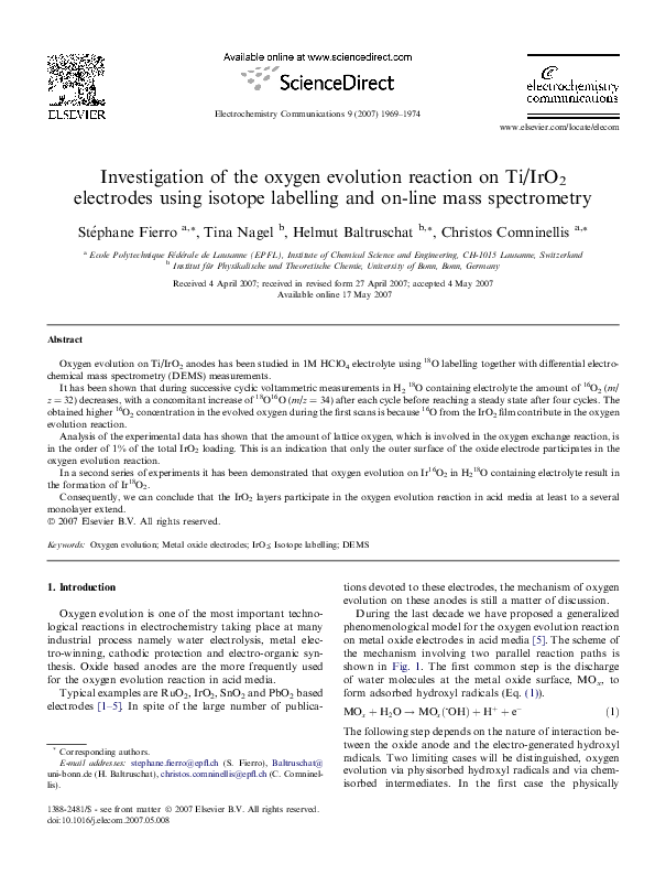 (PDF) Investigation of the oxygen evolution reaction on Ti/IrO2 ...