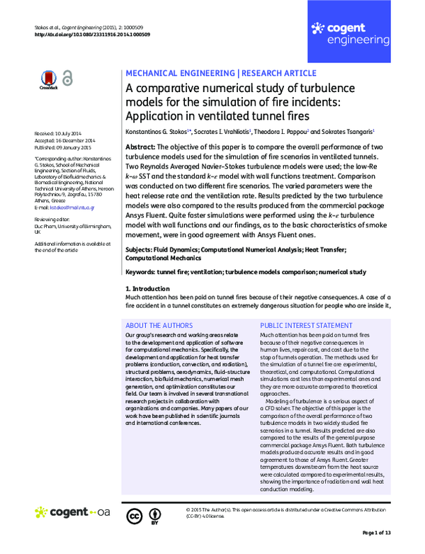 (PDF) A comparative numerical study of turbulence models for the ...