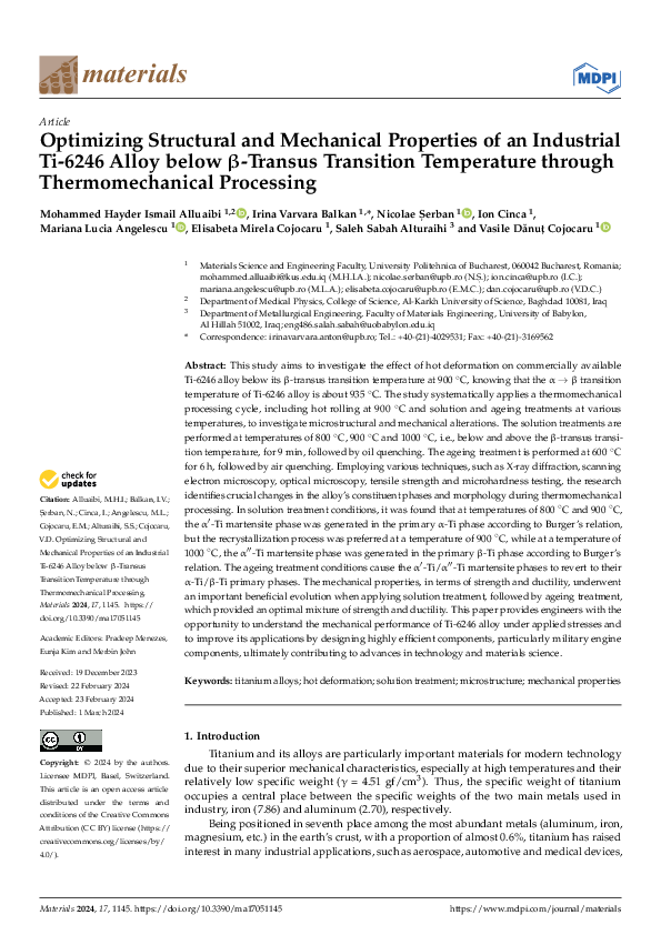 (PDF) Optimizing Structural and Mechanical Properties of an Industrial ...