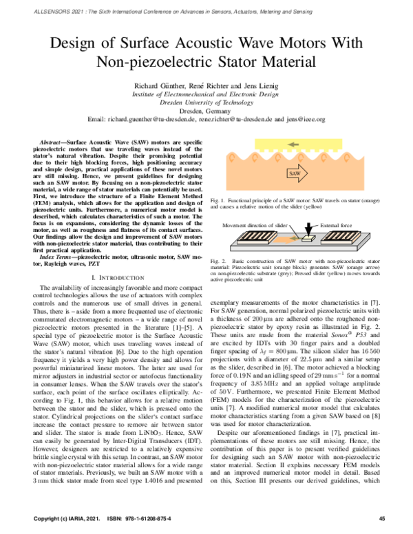 (PDF) Design of Surface Acoustic Wave Motors With Non-piezoelectric ...