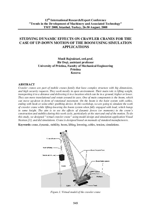 (PDF) Studying Dynamic Effects on Crawler Cranes for the Case of Up ...