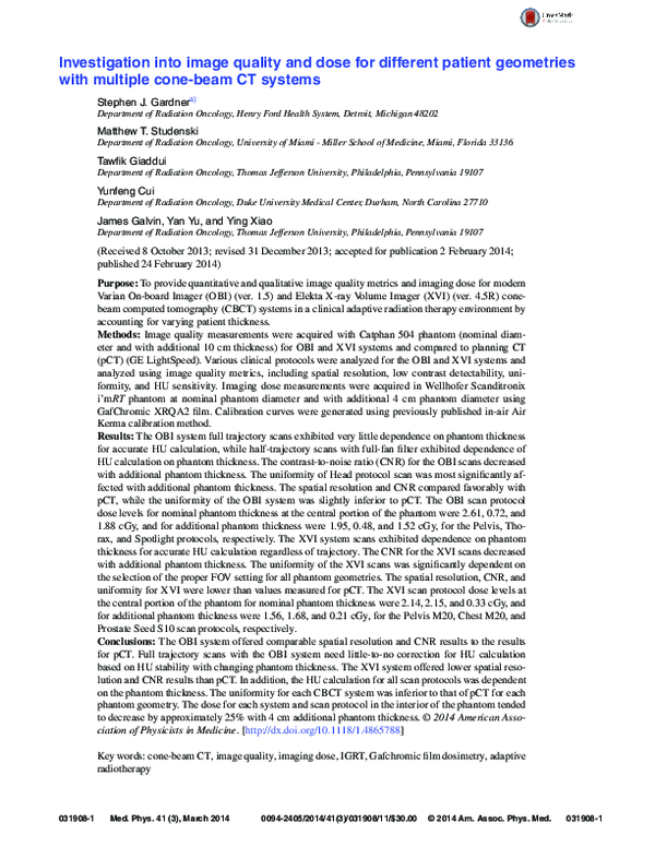 (PDF) Investigation into image quality and dose for different patient ...