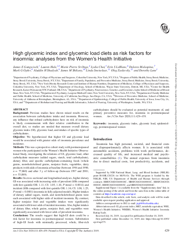 (PDF) High glycemic index and glycemic load diets as risk factors for ...
