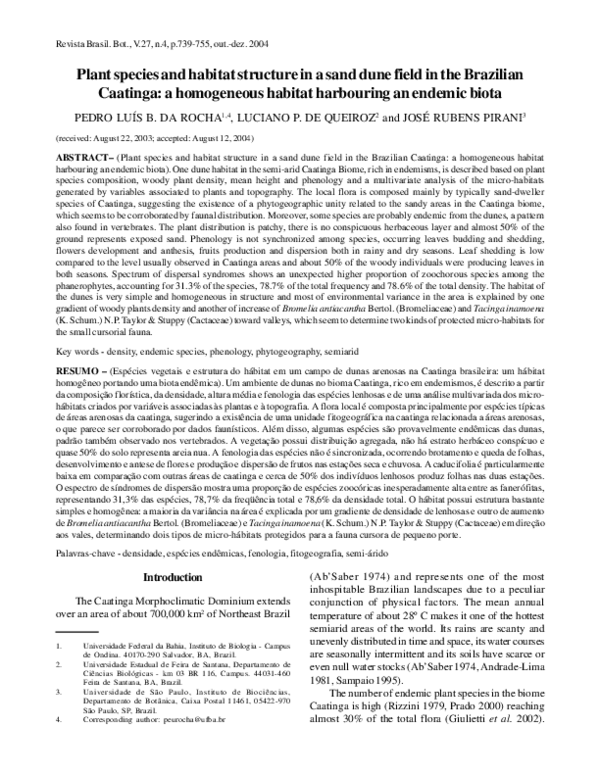 (PDF) Plant species and habitat structure in a sand dune field in the ...