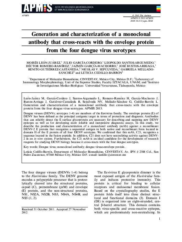 (PDF) Generation and characterization of a monoclonal antibody that ...