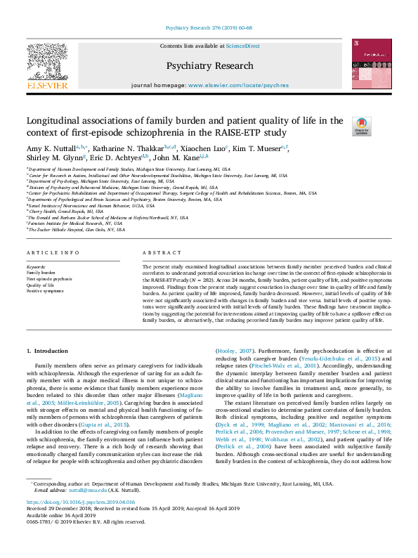 (PDF) Longitudinal associations of family burden and patient quality of ...