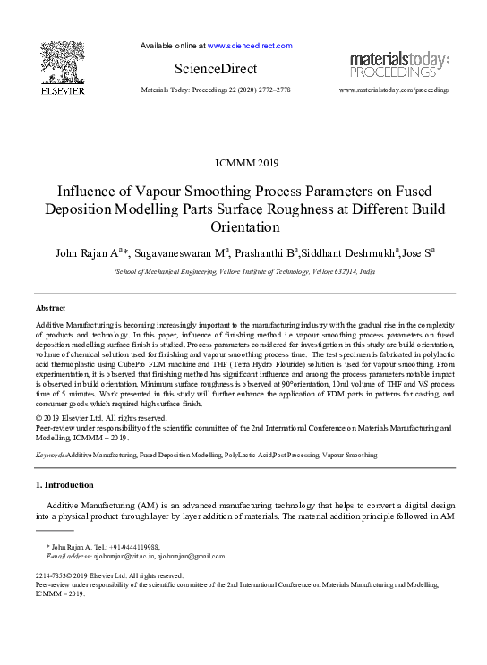 (PDF) Influence of Vapour Smoothing Process Parameters on Fused ...