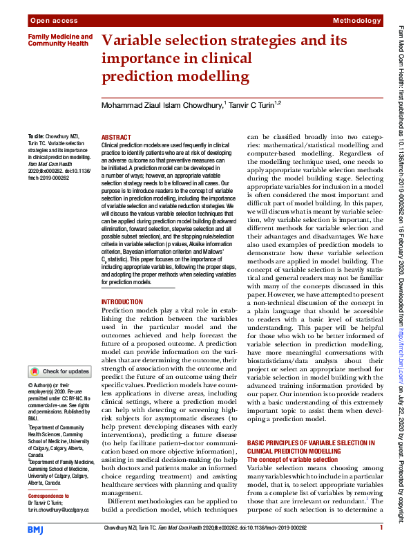 (PDF) Variable selection strategies and its importance in clinical ...