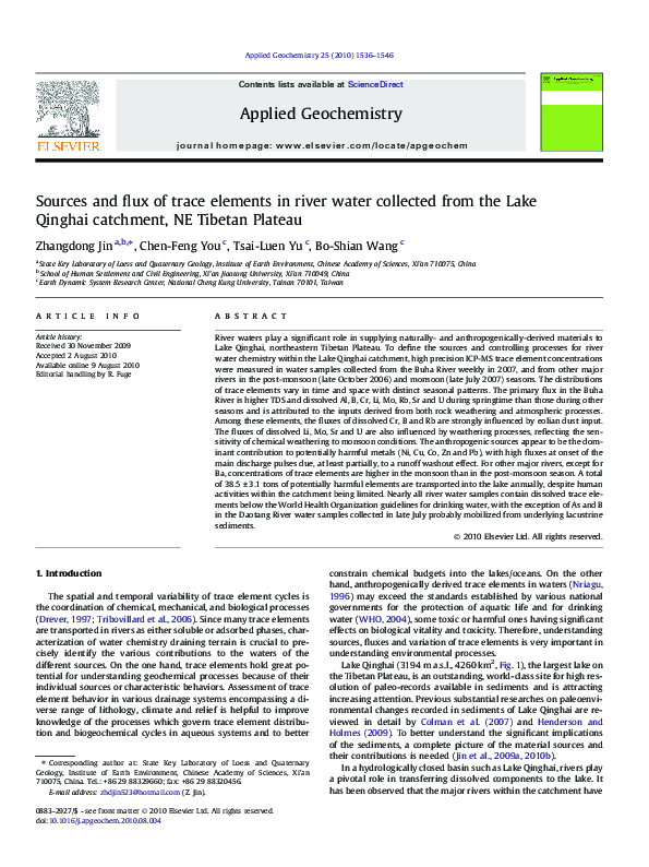 (PDF) Sources and flux of trace elements in river water collected from ...