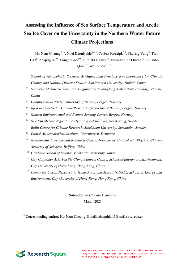 (PDF) Assessing the Influence of Sea Surface Temperature and Arctic Sea ...
