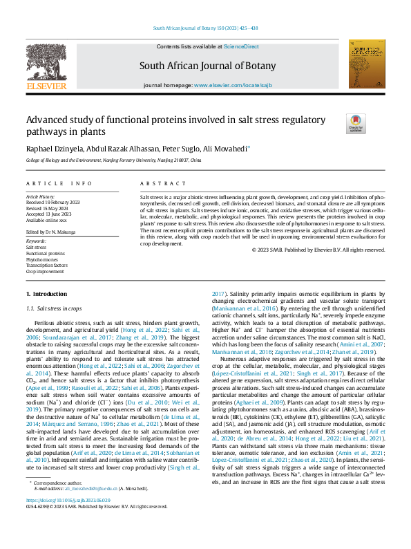(PDF) Advanced study of functional proteins involved in salt stress ...