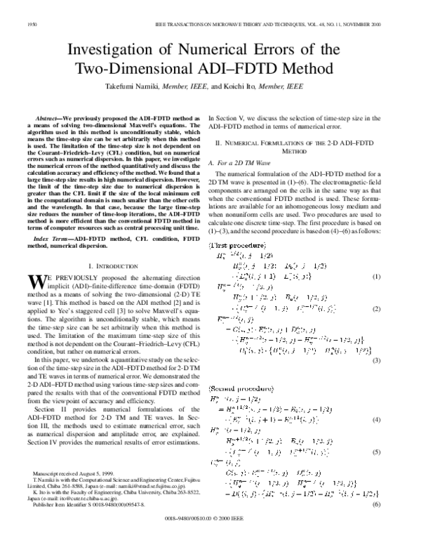 (PDF) Investigation of numerical errors of the two-dimensional ADI-FDTD ...