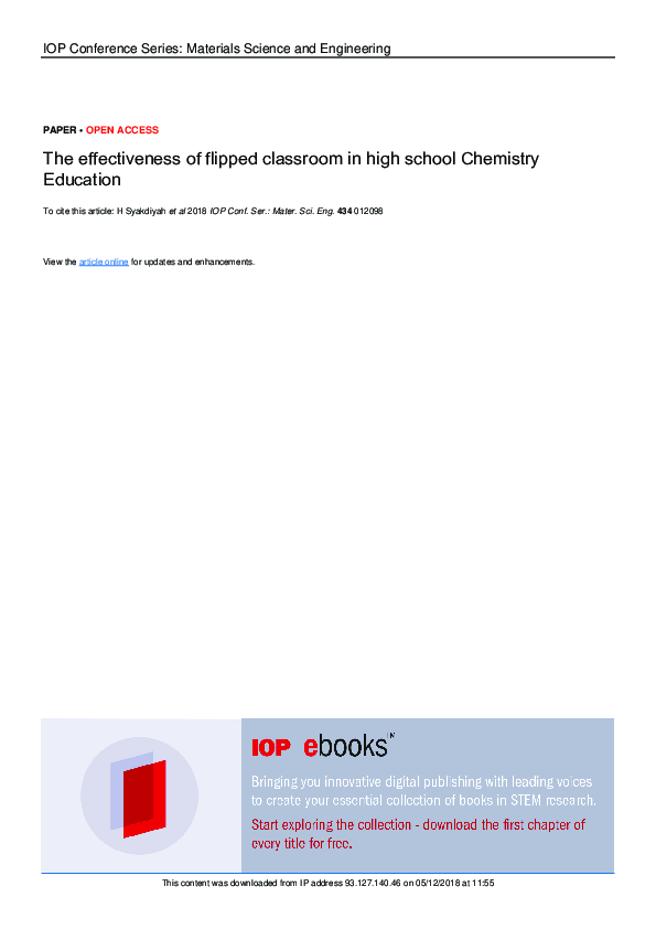 (PDF) The effectiveness of flipped classroom in high school Chemistry ...