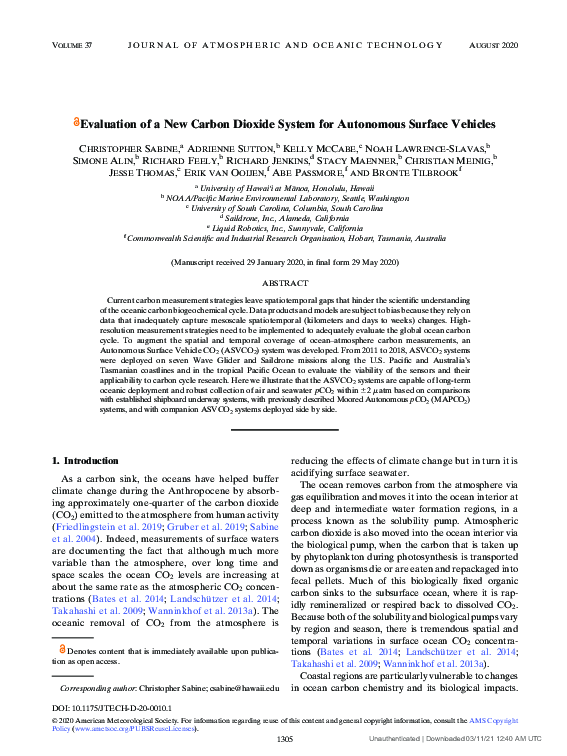 (PDF) Evaluation of a New Carbon Dioxide System for Autonomous Surface ...