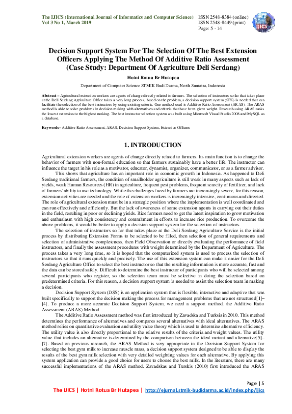 (PDF) Decision Support System For The Selection Of The Best Extension ...