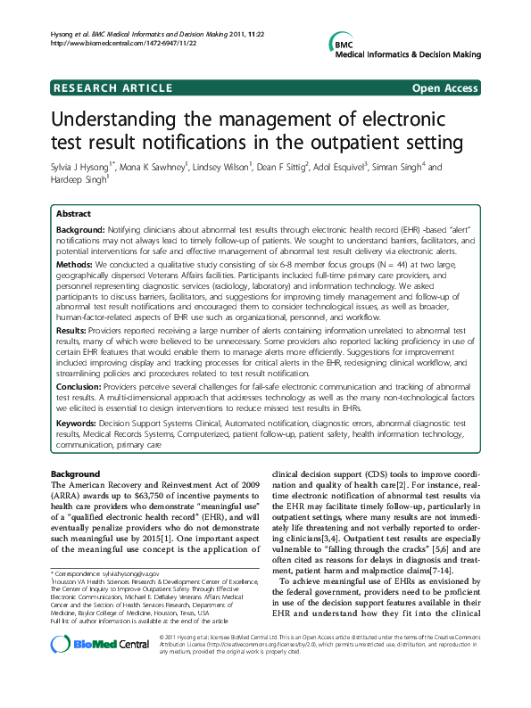 (PDF) Understanding the management of electronic test result ...